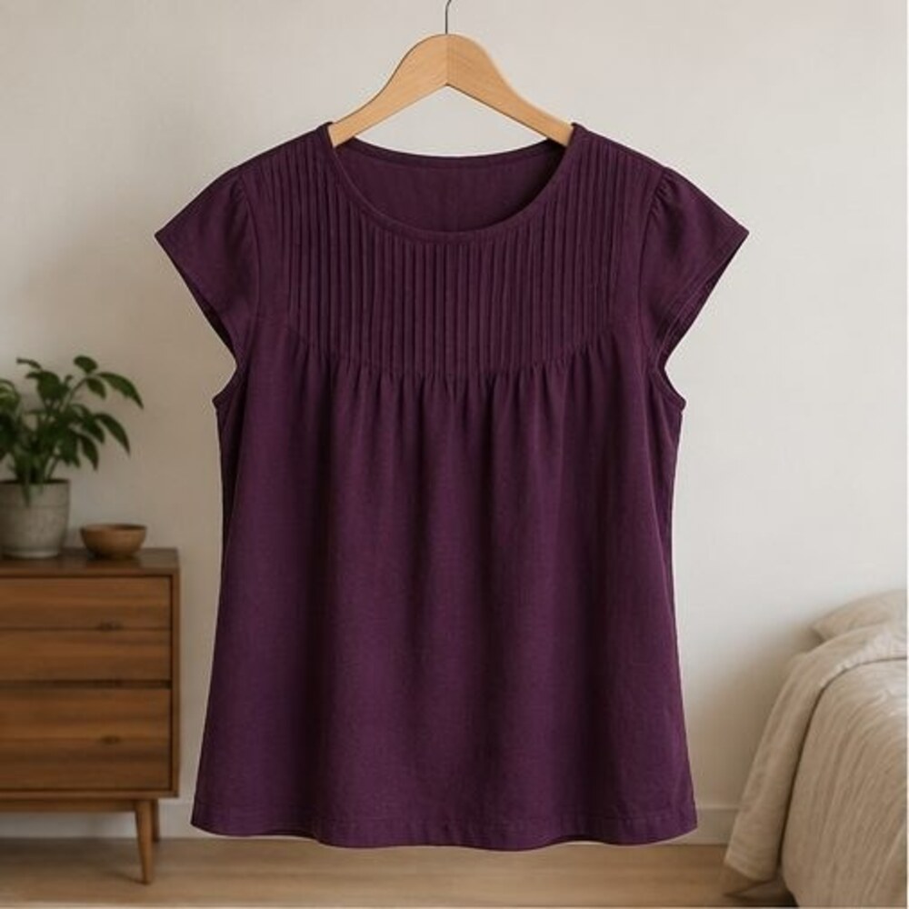 Plum Pintuck Yoke Blouse